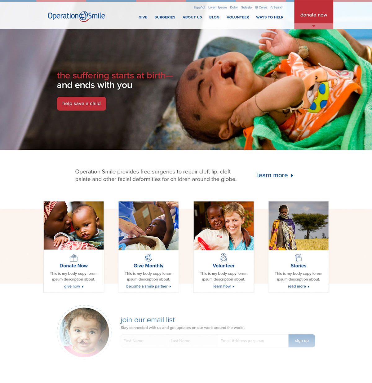 Operation Smile Homepage - Top